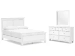 Fortman Queen Panel Bed with Mirrored Dresser