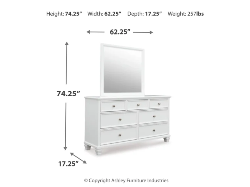 Fortman Queen Panel Bed with Mirrored Dresser - Image 4